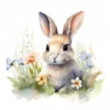 20 High-Quality Bunny in a Meadow Clipart - Bunny meadow digital watercolor JPG instant download for commercial use - Digital download