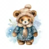 20 High-Quality Winter Teddy Bear Clipart - Winter teddy bear digital watercolor JPG instant download for commercial use - Digital download