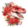 20 High-Quality Red Floral Dinosaur Clipart - Red dinosaur digital watercolor JPG instant download for commercial use - Digital download