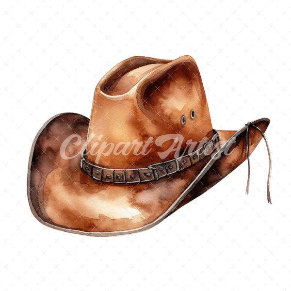 20 High-Quality Cowboy Hat Clipart - Cowboy hat digital watercolor JPG instant download for commercial use - Digital download