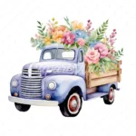 19 High-Quality Floral Truck Clipart - Floral truck digital watercolor JPG instant download for commercial use - Digital download