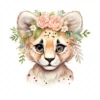20 High-Quality Floral Cute Cheetah Clipart - Cute cheetah digital watercolor JPG instant download for commercial use - Digital download