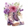 19 High-Quality Floral Boots Clipart - Floral boots digital watercolor JPG instant download for commercial use - Digital download
