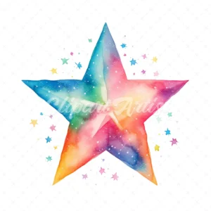 20 High-Quality Star Clipart - Star watercolor JPG instant download for commercial use - Digital download