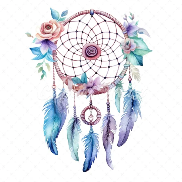20 High-Quality Dreamcatcher Clipart - Dreamcatcher digital watercolor JPG instant download for commercial use - Digital download
