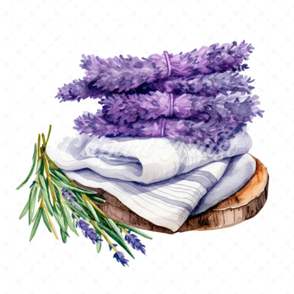 20 High-Quality Lavender Towels Clipart - Lavender towels digital watercolor JPG instant download for commercial use - Digital download