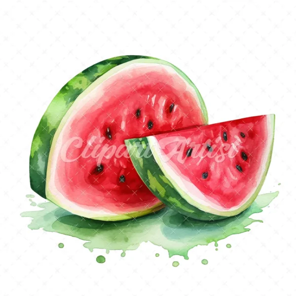 20 High-Quality Watermelon Clipart - Watermelon digital watercolor JPG instant download for commercial use - Digital download