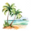 20 High-Quality Tropical Beach Clipart - Tropical beach digital watercolor JPG instant download for commercial use - Digital download