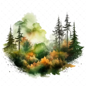 20 High-Quality Wild Forest Clipart - Wild forest digital watercolor JPG instant download for commercial use - Digital download