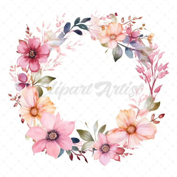 20 High-Quality Floral Wreaths Clipart - Floral Wreath digital watercolor JPG instant download for commercial use - Digital download