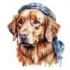 20 High-Quality Golden Retriever with Bandana Clipart - Dogs digital watercolor JPG instant download for commercial use - Digital download