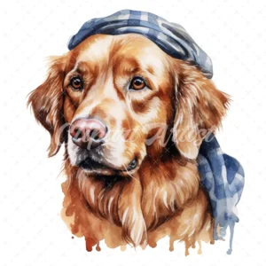 20 High-Quality Golden Retriever with Bandana Clipart - Dogs digital watercolor JPG instant download for commercial use - Digital download