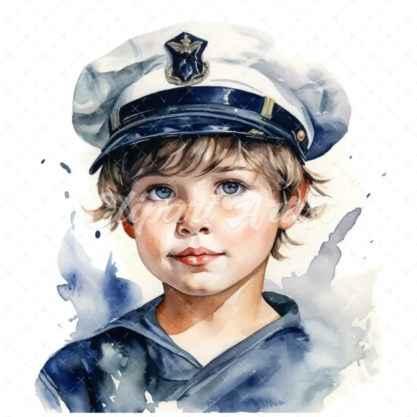 20 High-Quality Sailor Boy Clipart - Sailor boy digital watercolor JPG instant download for commercial use - Digital download