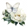 19 High-Quality White Butterfly Rose Clipart -White Butterfly digital watercolor JPG instant download for commercial use - Digital download
