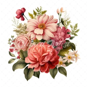 20 High-Quality Vintage Flowers Bouquet Clipart - Bouquet digital watercolor JPG instant download for commercial use - Digital download