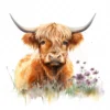 19 High-Quality Highland Cow in Grass Clipart - Highland cow digital watercolor JPG instant download for commercial use - Digital download