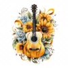 20 High-Quality Sunflowers Guitars Clipart - Sunflowers guitar digital watercolor JPG instant download for commercial use - Digital download