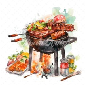 20 High-Quality Barbecue Clipart - Barbecue digital watercolor JPG instant download for commercial use - Digital download