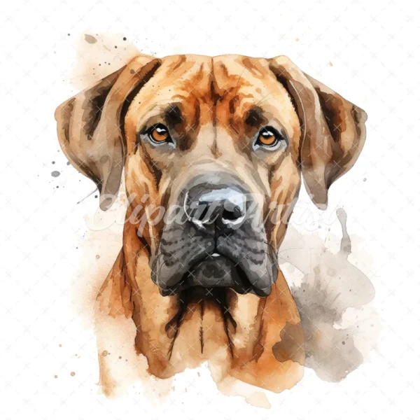 20 High-Quality Rhodesian Portrait Clipart - Rhodesian dog digital watercolor JPG instant download for commercial use - Digital download