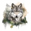 20 High-Quality Forest Grey Wolf Clipart - Forest grey wolf digital watercolor JPG instant download for commercial use - Digital download