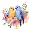 20 High-Quality Floral Love Birds Clipart - Floral love birds digital watercolor JPG instant download for commercial use - Digital download