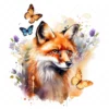 19 High-Quality Fox and Butterfly Clipart - Fox and butterfly digital watercolor JPG instant download for commercial use - Digital download