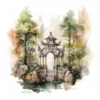 20 High-Quality Forest Shrine Clipart - Forest shrine digital watercolor JPG instant download for commercial use - Digital download