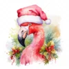 20 High-Quality Flamingo Santa Hat Clipart - Flamingo hat digital watercolor JPG instant download for commercial use - Digital download