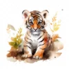 20 High-Quality Forest Tiger Cub Clipart - Forest tiger cub digital watercolor JPG instant download for commercial use - Digital download
