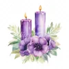 19 High-Quality Purple Floral Candle Clipart - Purple candle digital watercolor JPG instant download for commercial use - Digital download