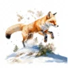 19 High-Quality Pouncing Fox Clipart - Pouncing fox digital watercolor JPG instant download for commercial use - Digital download