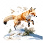 19 High-Quality Pouncing Fox Clipart - Pouncing fox digital watercolor JPG instant download for commercial use - Digital download