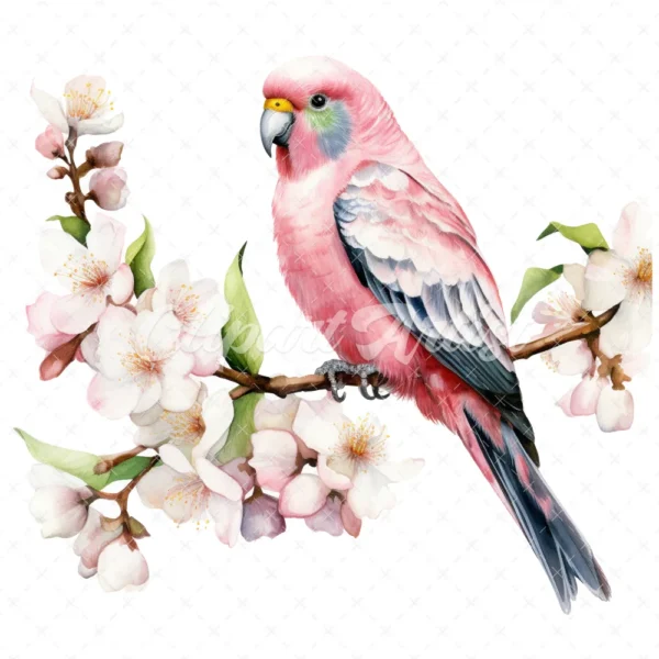 18 High-Quality Pink Bourke Parakeet Clipart - Pink parakeet digital watercolor JPG instant download for commercial use - Digital download