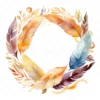 19 High-Quality Feathers Wreath Clipart - Feathers wreath digital watercolor JPG instant download for commercial use - Digital download