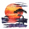 21 High-Quality African Sunset Clipart - African sunset digital watercolor JPG instant download for commercial use - Digital download