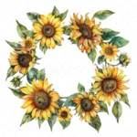 20 High-Quality Sunflowers Wreath Clipart - Sunflowers wreath digital watercolor JPG instant download for commercial use - Digital download