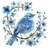 20 High-Quality Blue Bird Floral Clipart - Blue bird floral digital watercolor JPG instant download for commercial use - Digital download