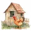 20 High-Quality Chicken Coop Clipart - Chicken coop digital watercolor JPG instant download for commercial use - Digital download