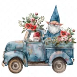 19 High-Quality Gnomes in Pickup Truck Clipart - Gnomes pickup digital watercolor JPG instant download for commercial use - Digital download