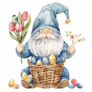 20 High-Quality Gnome With Easter Clipart - Easter gnome digital watercolor JPG instant download for commercial use - Digital download