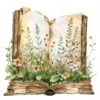 20 High-Quality Forgotten Book Clipart - Forgotten book digital watercolor JPG instant download for commercial use - Digital download