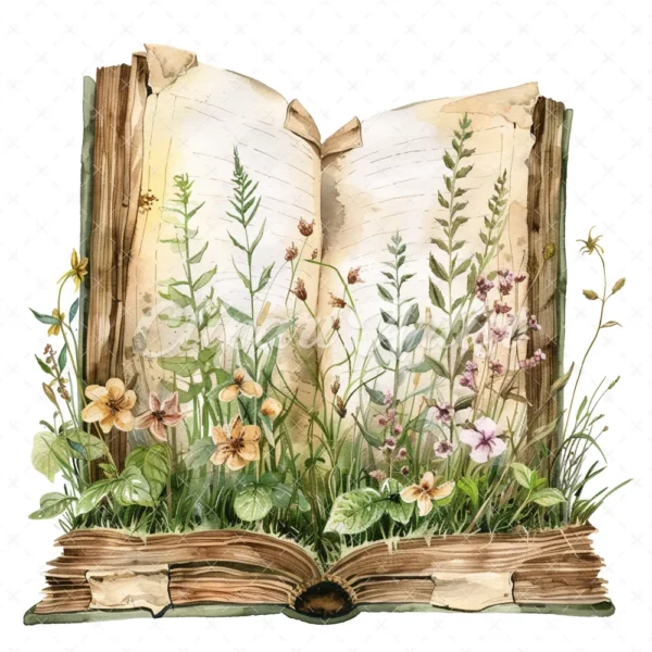 20 High-Quality Forgotten Book Clipart - Forgotten book digital watercolor JPG instant download for commercial use - Digital download
