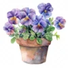 20 High-Quality Pot of Pansies Clipart - Pot of pansies digital watercolor JPG instant download for commercial use - Digital downloadv