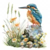 20 High-Quality Floral Kingfisher Clipart - Floral kingfisher digital watercolor JPG instant download for commercial use - Digital download