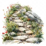 20 High-Quality Rocky Path Clipart - Rocky path digital watercolor JPG instant download for commercial use - Digital download