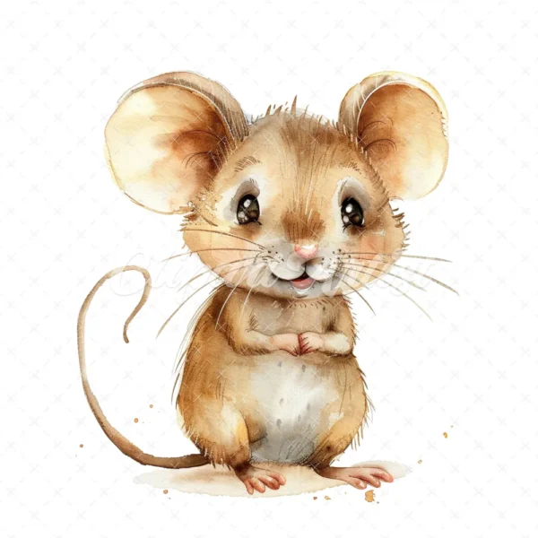 20 High-Quality Cute Mouse Clipart - Cute mouse digital watercolor JPG instant download for commercial use - Digital download