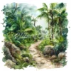 20 High-Quality Jungle Rocky Path Clipart - Jungle rocky path digital watercolor JPG instant download for commercial use - Digital download