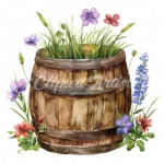 19 High-Quality Rustic Wooden Barrel Clipart - Wooden barrel digital watercolor JPG instant download for commercial use - Digital download