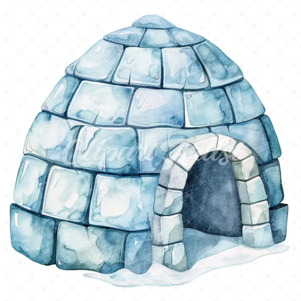 20 High-Quality Igloo Clipart - Snow igloo watercolor JPG instant download for commercial use - Digital download