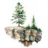 20 High-Quality Pine Trees on Cliff Clipart - Pine trees on cliff watercolor JPG instant download for commercial use - Digital download